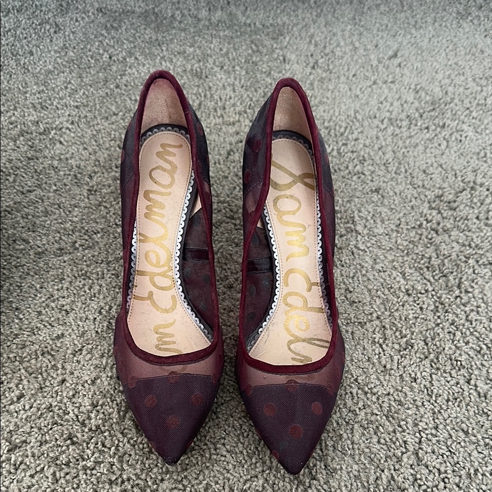 Sam Edelman Burgundy Mesh Pumps